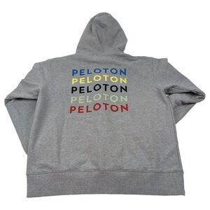 Peloton Hoodie Womens Large‎ Gray Full Zip Pockets Hooded Sweatshirt